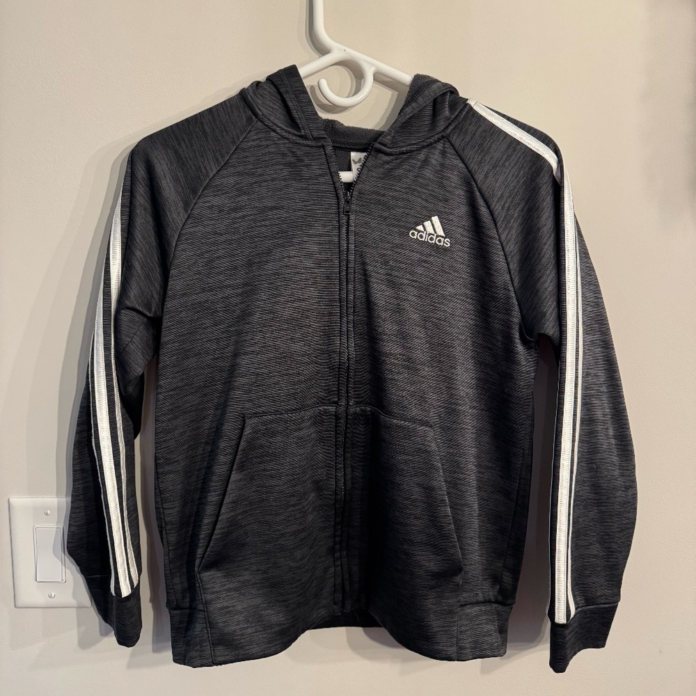 adidas Boys' Full-Zip Hoodie - Black - Medium (10/12)
